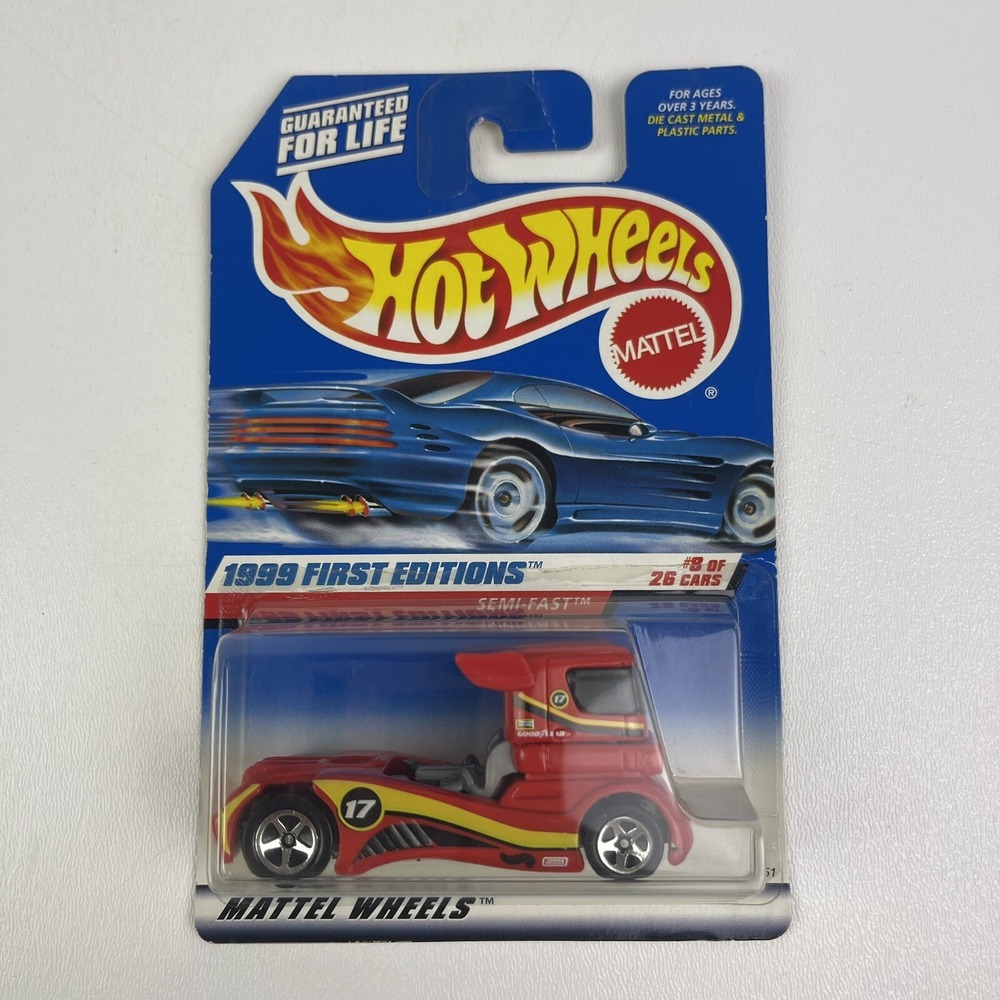 1999‎ Hot Wheels Vintage First Editions Semi Fast Truck Red 5 Spoke Wheels